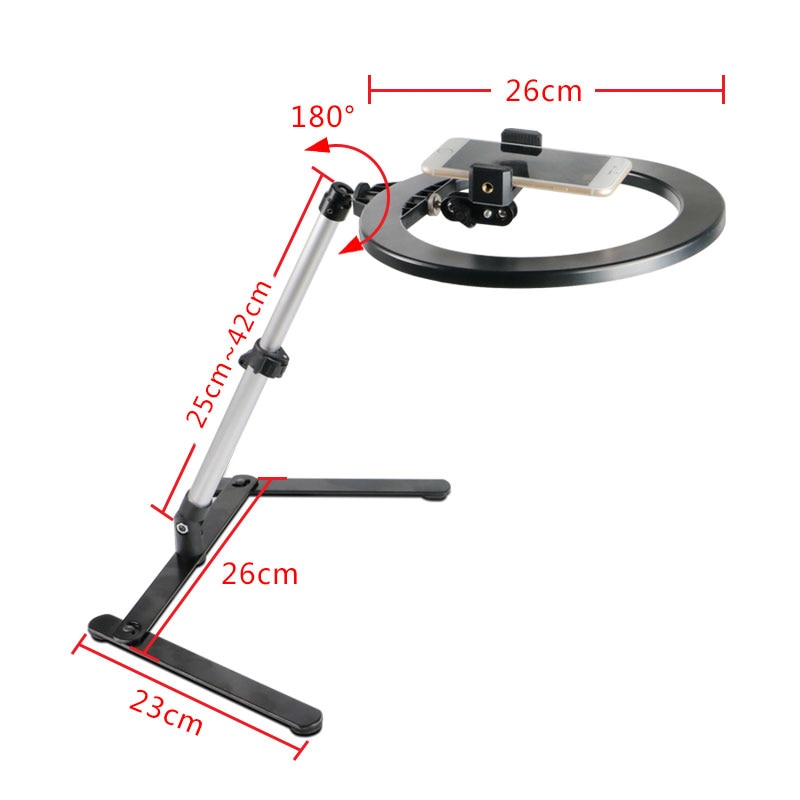 Φωτογραφικό Φωτιστικό Δαχτυλίδι Ring Light LED USB 26cm με 3 Χρώματα Φωτισμού, Dimmer, Stand & Βάση για Κινητό - Photo Lamp 